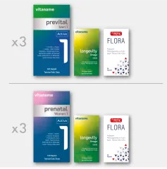 Premium - 3 Aylık Eş Paketi (3x Prevital Men Bir, 3x Prenetal Women Bir, 6x Omega Active, 6x Flora)