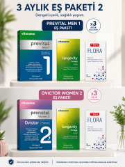 Eş 2  PREMİUM EŞ PAKETİ 3Ay {Ovictor} (3 adet Prevital Man 1, 6 adet Omega Active, 6 adet Flora, 3 adet Prenatal Woman 2 Ovictor)