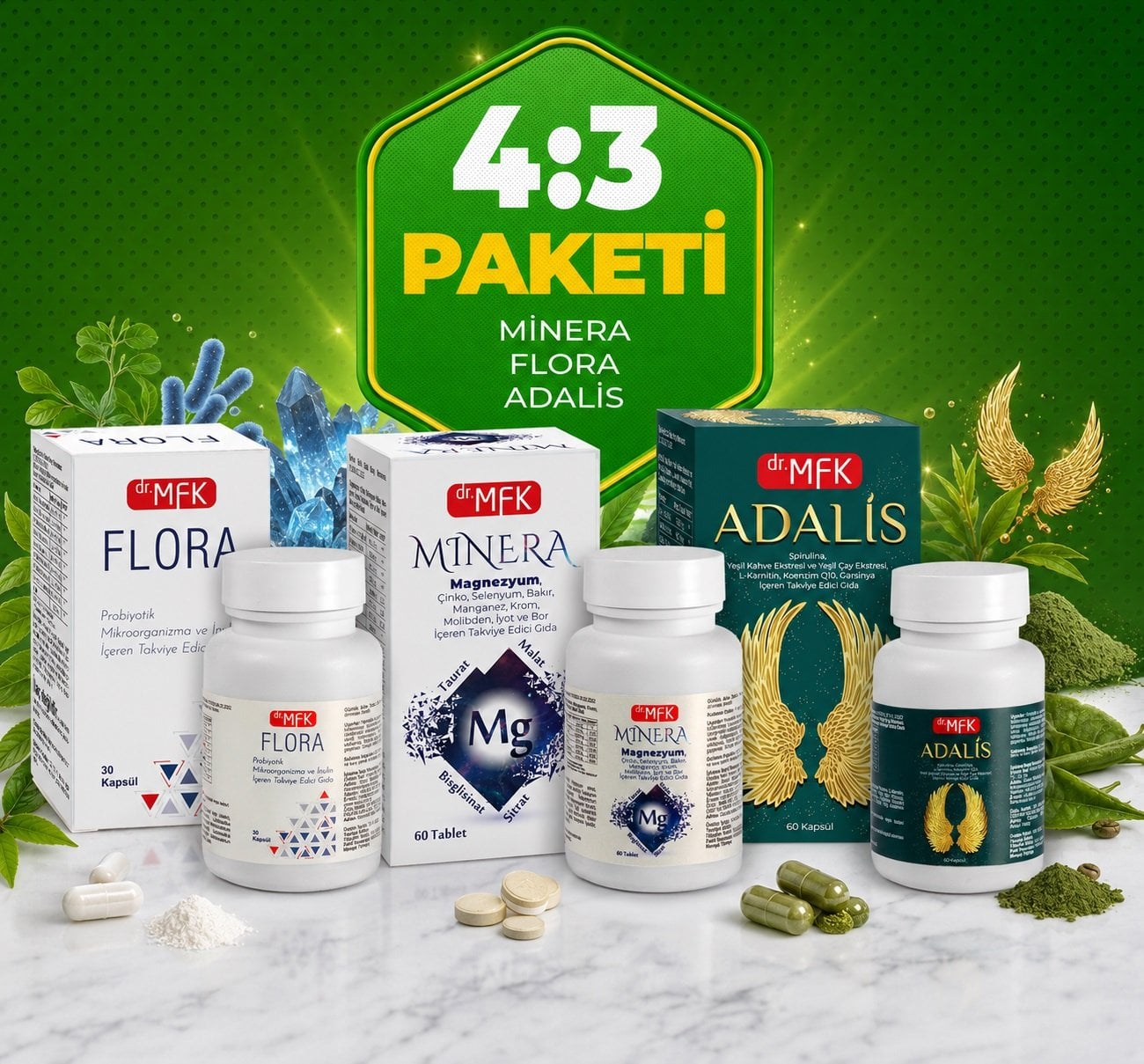FİT DESTEK 4:3 PAKETİ. MİNERA ,FLORA ,ADALİS