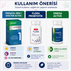 EŞ PAKETİ 2   {OVİCTOR }. 1 AY (1 adet Prevital Man 1, 2 adet Omega Active, 2 adet Flora, 1 adet Prenatal Woman 2 Ovictor)