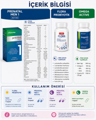 EŞ PAKETİ 2   {OVİCTOR }. 1 AY (1 adet Prevital Man 1, 2 adet Omega Active, 2 adet Flora, 1 adet Prenatal Woman 2 Ovictor)