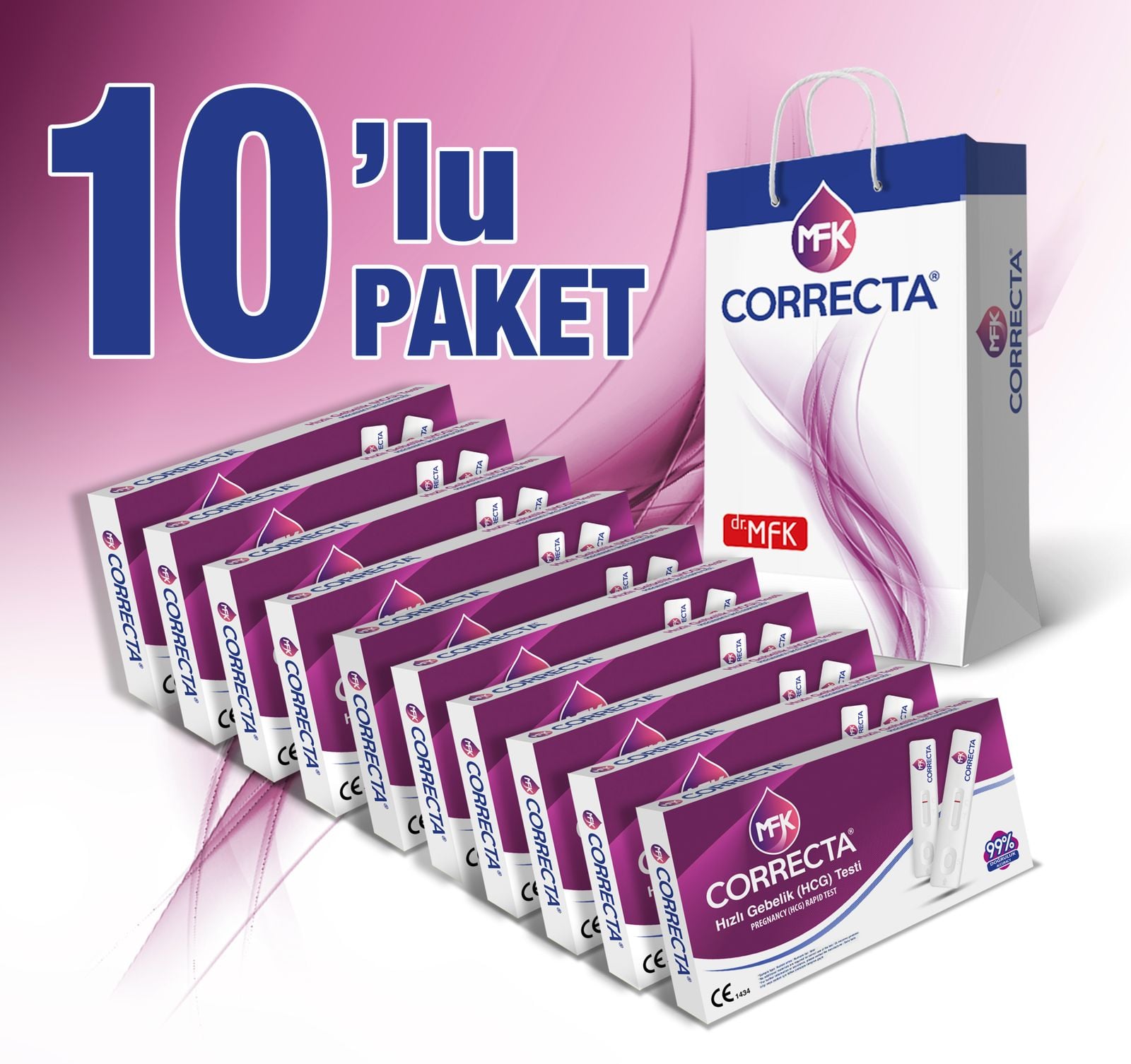 Correcta Hızlı Gebelik (HCG) Testi 10'lu Süper Fırsat Paketi - Kesintisiz Takip & Maksimum Tasarruf